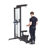 Male athlete doing upright row using Lat Pulldown Low Row Machine