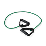 A Bells of Steel Human Trainer - Ripcords resistance exercise band in green, featuring black rubber handles on each end, laid out in a loose loop on a white background.