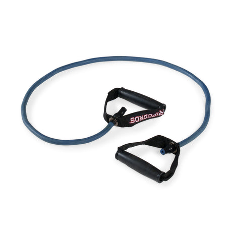 A blue Human Trainer - Ripcords resistance band by Bells of Steel, featuring durable black rubber handles on each end for strength training and exercise; one handle displays “RIPCORDS” printed in white and red.