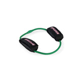 Green Human Trainer - Leg Cords by Bells of Steel, featuring progressive tension and black fabric ankle straps with “Ripcords” in pink lettering, arranged in a circle on a white background. This versatile ankle resistance band ensures a slip-free fit for effective glute and lower body training.