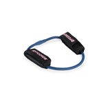 The Human Trainer - Leg Cords by Bells of Steel are shown on a white background—a blue resistance band with black handles labeled “RIPCORDS” in pink text, designed for exercise and strength training. These bands are ideal as progressive tension leg or ankle resistance bands to enhance your workout routine.