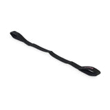 A black nylon Human Trainer - Ripcords strap by Bells of Steel, featuring loops at both ends and designed as a door anchor for resistance bands, lies diagonally on a white background.