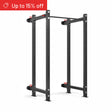 The Bells of Steel Roc Foldable 4 Post Cage Builder (3" x 3", ⅝" Holes) power rack, perfect for home gyms, stands on a white background. A red banner in the top left corner reads "Up to 15% off.
