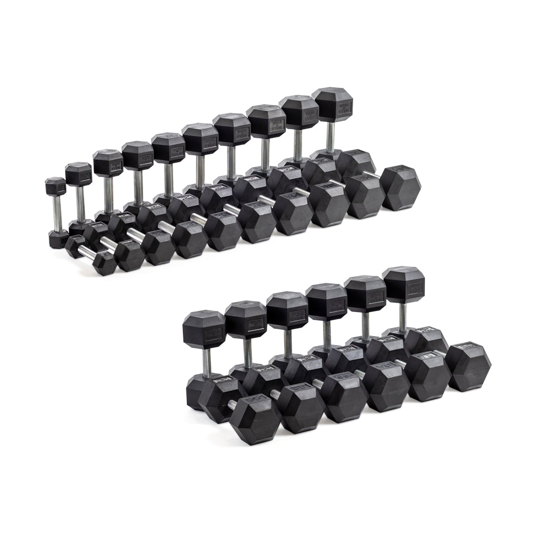Straight Handle Rubber Hex Dumbbells Bells of Steel