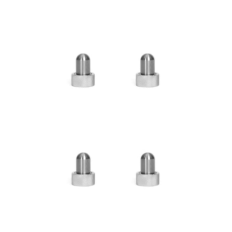 Four identical Bells of Steel Magnetic Rack Attachment Pins with rounded tops and knurled bases are evenly spaced in a grid pattern on a plain white background.