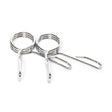 Two Bells of Steel Spring Collars, metal Olympic barbell collars for securing weights, are shown side by side on a white background.