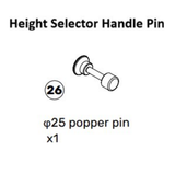Diagram of a height selector handle pin, labeled as part 26 with the text “φ25 popper pin x1” below a simple black and white illustration of the pin. This component is part of the Bells of Steel Oblivyon Cable Tower Spare Parts and is compatible with equipment such as the Oblivyon Tower or Weight Stack Cable systems.