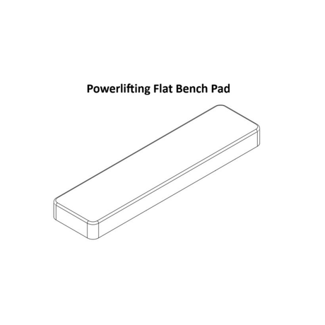 Line drawing of a rectangular Competition Flat Bench Pad Spare Part with slightly rounded edges, shown under the label "Bells of Steel Competition Flat Bench Pad Spare Parts" on a plain white background.