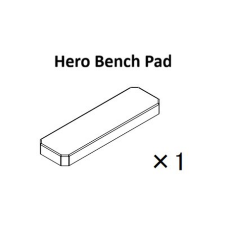 An isometric black and white diagram of a rectangular spare part labeled “Hero Pad Spare Parts” from Bells of Steel (quantity: 1).