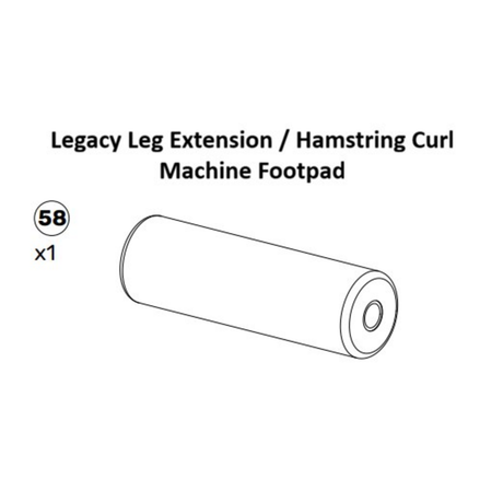 Line drawing of a cylindrical leg extension pad replacement part for the Bells of Steel Plate-Loaded Leg Extension, labeled as part 58, quantity 1.