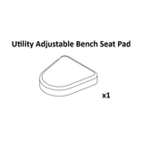 Line drawing of a triangular Adjustable Utility Bench Seat Pad labeled "Bells of Steel Utility Adjustable Bench Spare Parts," with "x1" to indicate one pad is included.