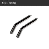 Two black metal spider handles with an angled design from Bells of Steel, designed for the Safety Squat Bar - The SS4, shown parallel on a white background—ideal for leg workouts or enhancing your SS4 exercises.