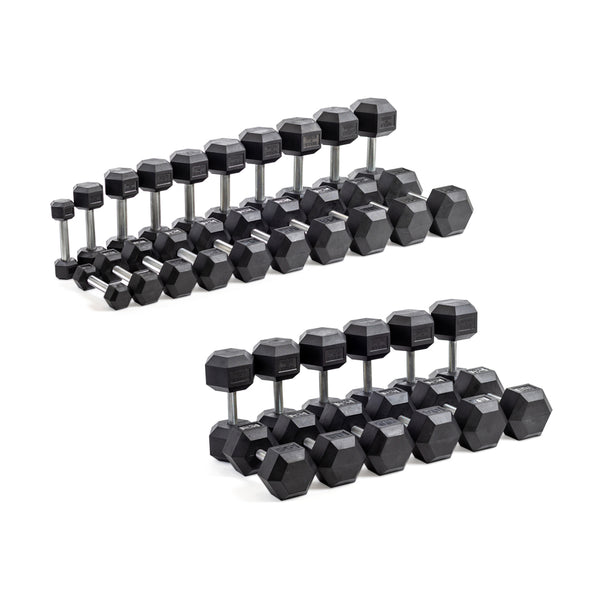 Straight Handle Rubber Hex Dumbbells - Bells of Steel
