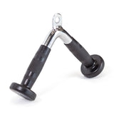 A close-up of the Bells of Steel Tricep Pressdown With Ergo Handgrips, featuring a V-shaped design and metal loop for cable machine attachment—ideal for tricep pressdowns and strength training.