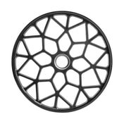 A circular, abstract geometric design resembling a web of interconnected lines forms a symmetrical pattern like stacked Bells of Steel Technique Plates - 5 Lbs (Pair) on a plain white background.