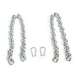 The Bells of Steel Chain Weight Vest includes two thick weighted chains and two metal carabiner hooks, shown side by side on a white background—ideal for enhancing your strength training routines.