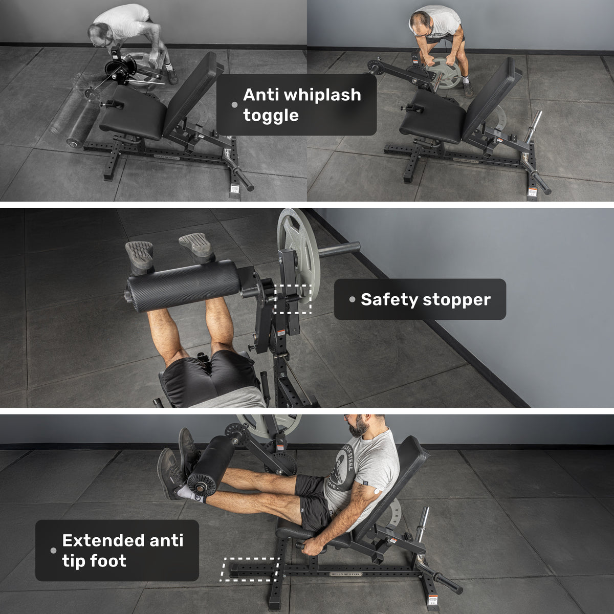 Hamstring Extension Off. Step Legacy Leg Extension / Hamstring Curl Machine - Plate Loaded - Bells of ...