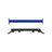 Two Coloured Globe Pull Up Bars by Bells of Steel—one blue with multiple holes (top view) and one black with angled ends and four round grips (side view)—are isolated on a white background.