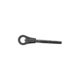 A flat, black metal lever with a circular hole at one end is shown from the side against a white background. The Bells of Steel Kaizen Multi-Link is an ideal cable adapter for your home gym cable machine.