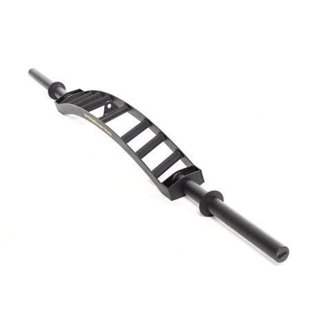 The Bells of Steel Omni Bar is a black metal multi-grip barbell with a curved center, knurled handles, and various grip options—perfect for strength training and compatible with power racks.
