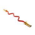 Against a plain white background, the Bells of Steel 100% RAW Competition Curl Bar showcases cylindrical gold ends and a wavy red middle section.