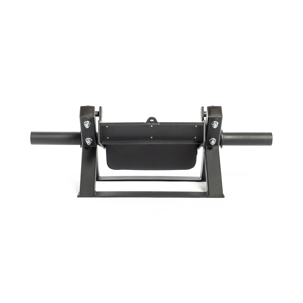 The Bells of Steel Tibialis Trainer Machine features a black metal holder with two cylindrical handles designed to secure a rectangular black plate. This unit includes bolts and a frame, ensuring stability on any surface, making it perfect for strength training routines.