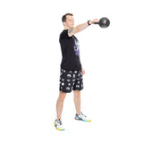 male model performing kettlebell swing with 6-12KG Adjustable Kettlebell